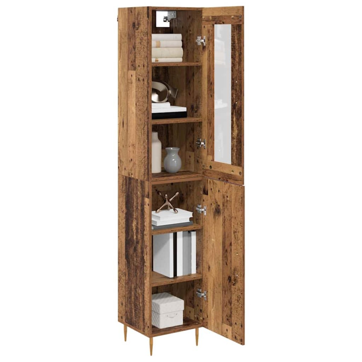 vidaXL Highboard 2 τμχ. Παλιό Ξύλο 34,5 x 34 x 180 εκ.