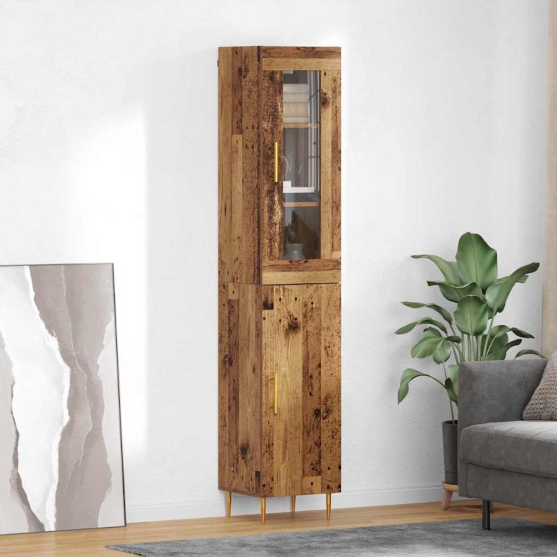 vidaXL Highboard 2 τμχ. Παλιό Ξύλο 34,5 x 34 x 180 εκ.