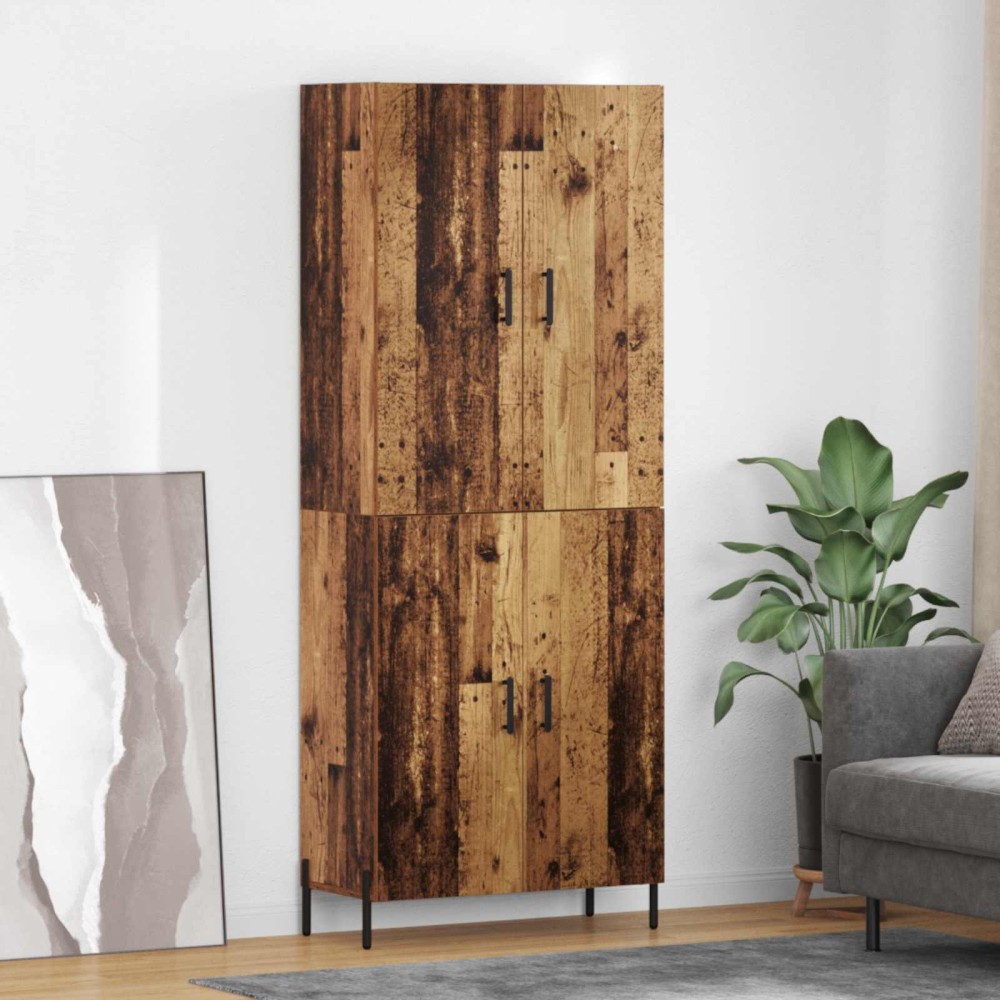 vidaXL Highboard Παλιό Ξύλο 69,5 x 34 x 180 εκ. Επεξεργασμένο Ξύλο