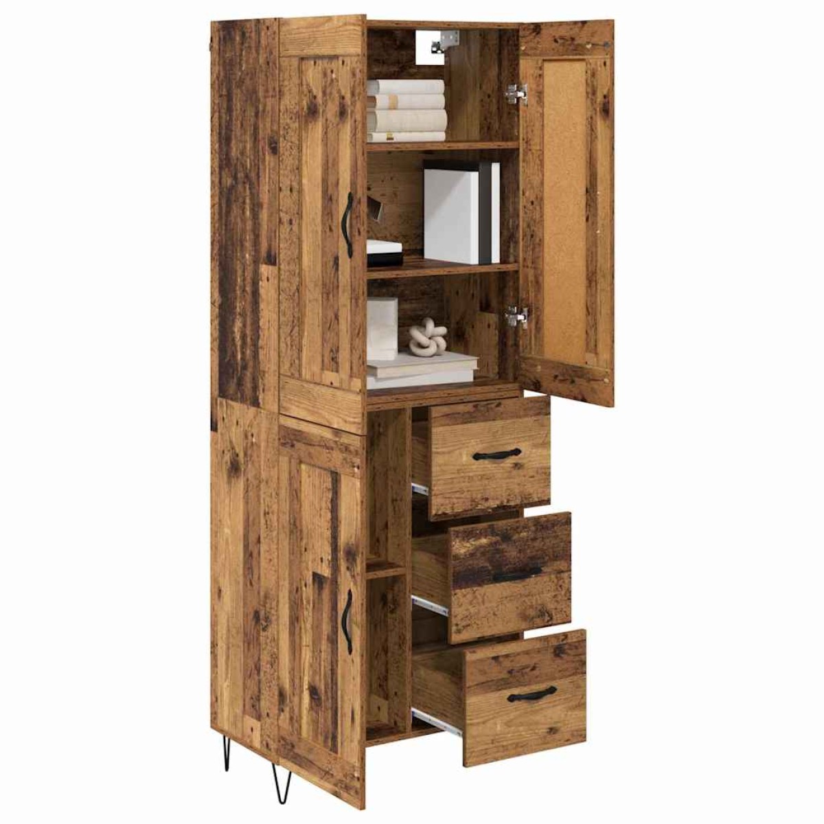 vidaXL Highboard Παλιό Ξύλο 69,5 x 34 x 180 εκ. Επεξεργασμένο Ξύλο