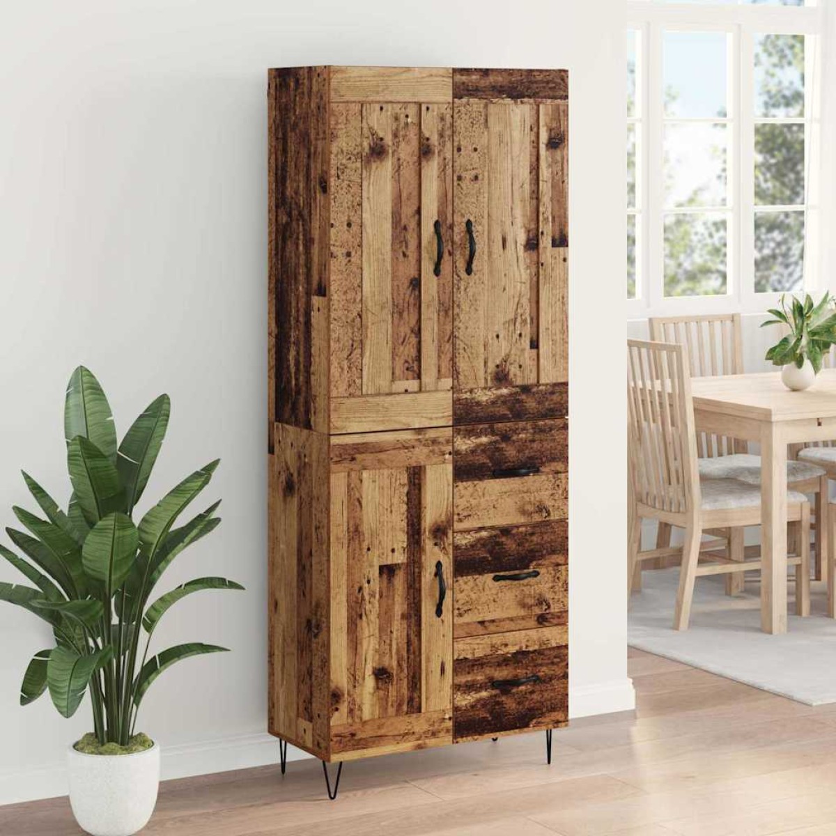 vidaXL Highboard Παλιό Ξύλο 69,5 x 34 x 180 εκ. Επεξεργασμένο Ξύλο