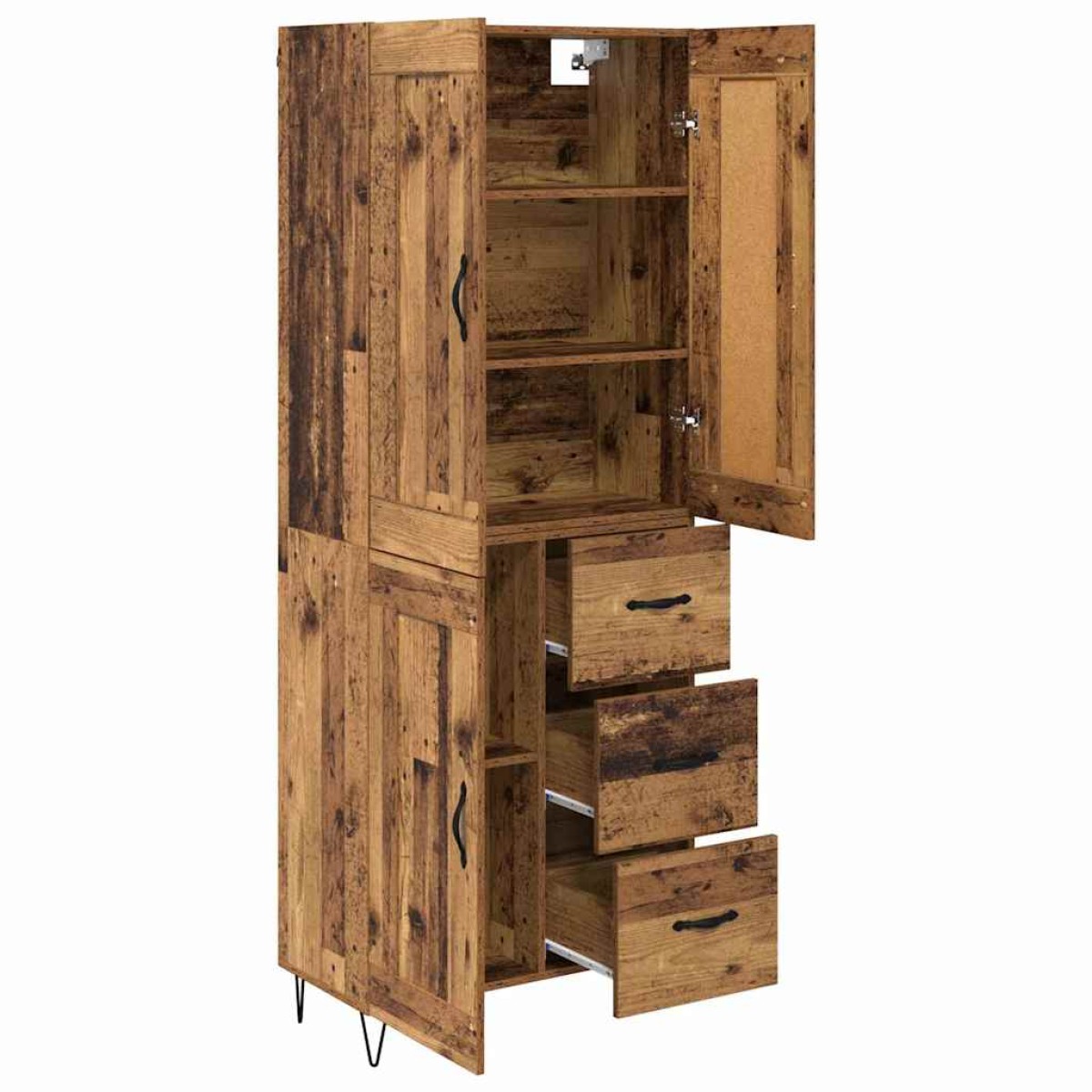 vidaXL Highboard Παλιό Ξύλο 69,5 x 34 x 180 εκ. Επεξεργασμένο Ξύλο