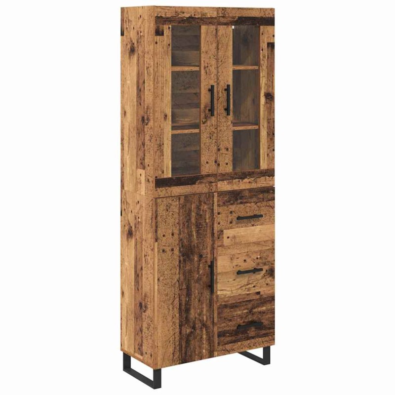 vidaXL Highboard 2 τμχ. Παλιό Ξύλο 69,5 x 34 x 180 εκ.
