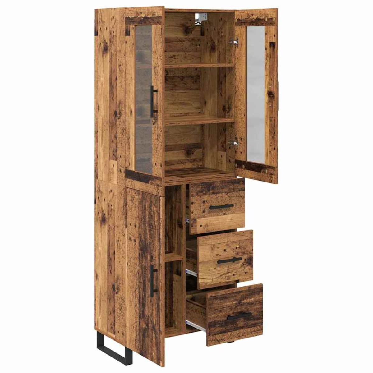 vidaXL Highboard 2 τμχ. Παλιό Ξύλο 69,5 x 34 x 180 εκ.