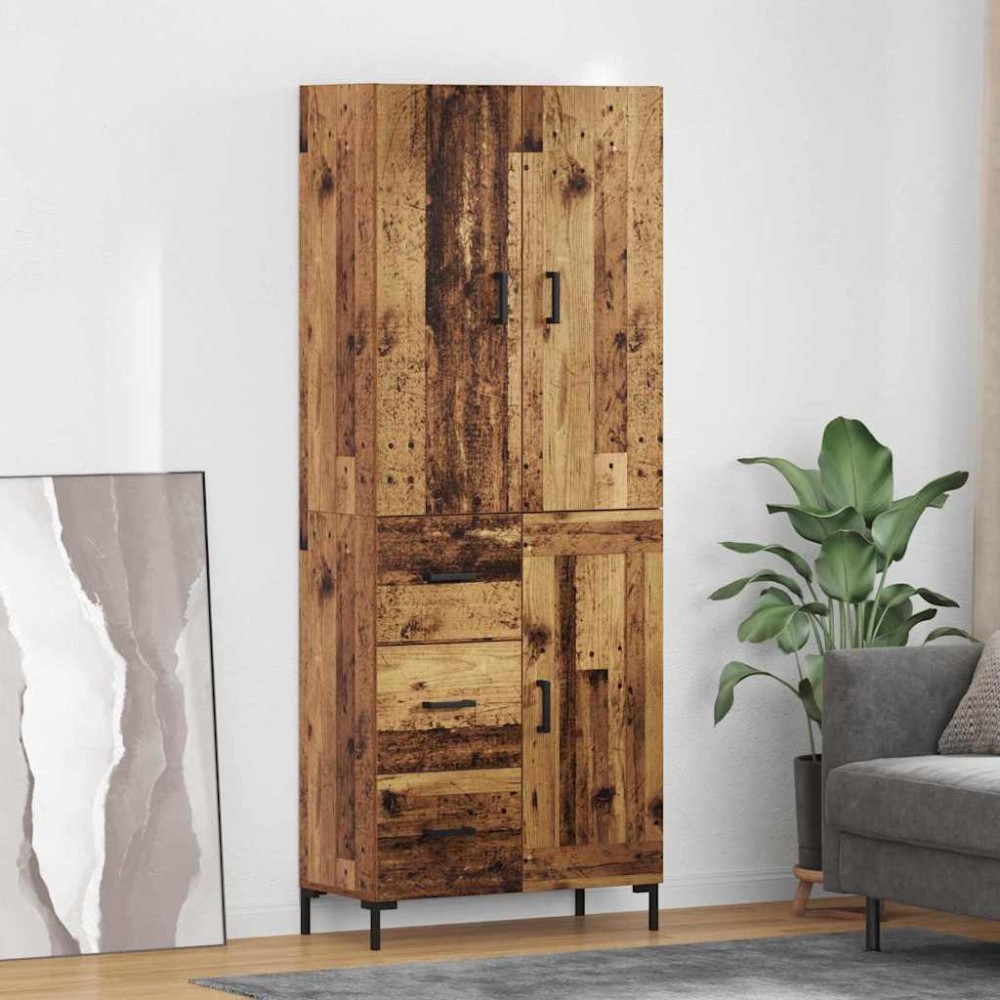 vidaXL Highboard Παλιό Ξύλο 69,5 x 34 x 180 εκ. Επεξεργασμένο Ξύλο