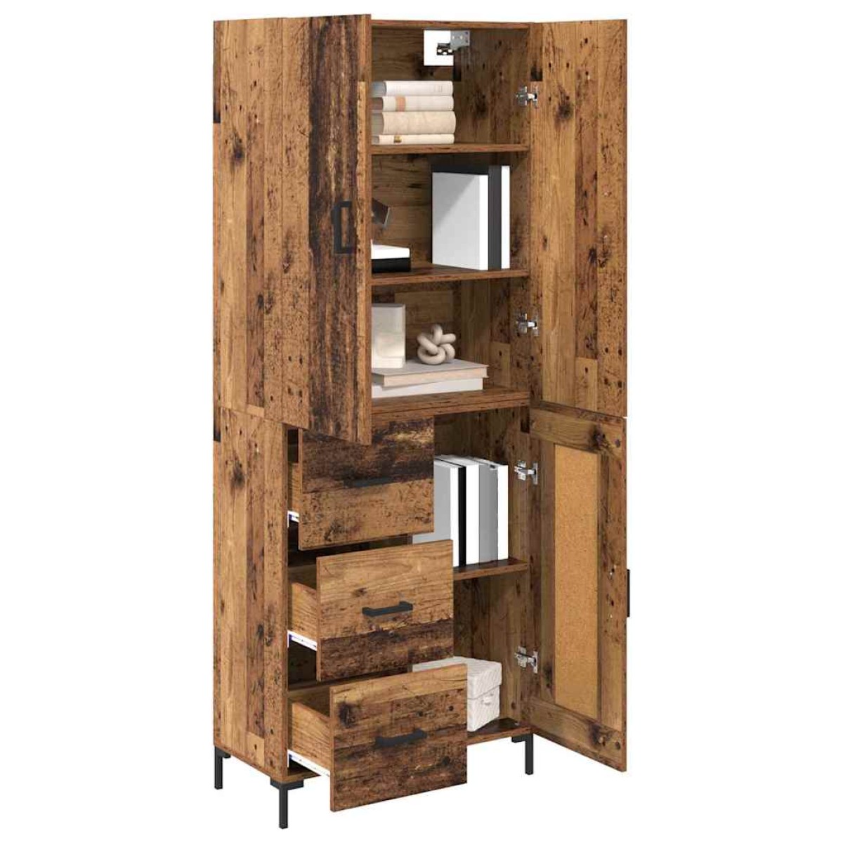 vidaXL Highboard Παλιό Ξύλο 69,5 x 34 x 180 εκ. Επεξεργασμένο Ξύλο