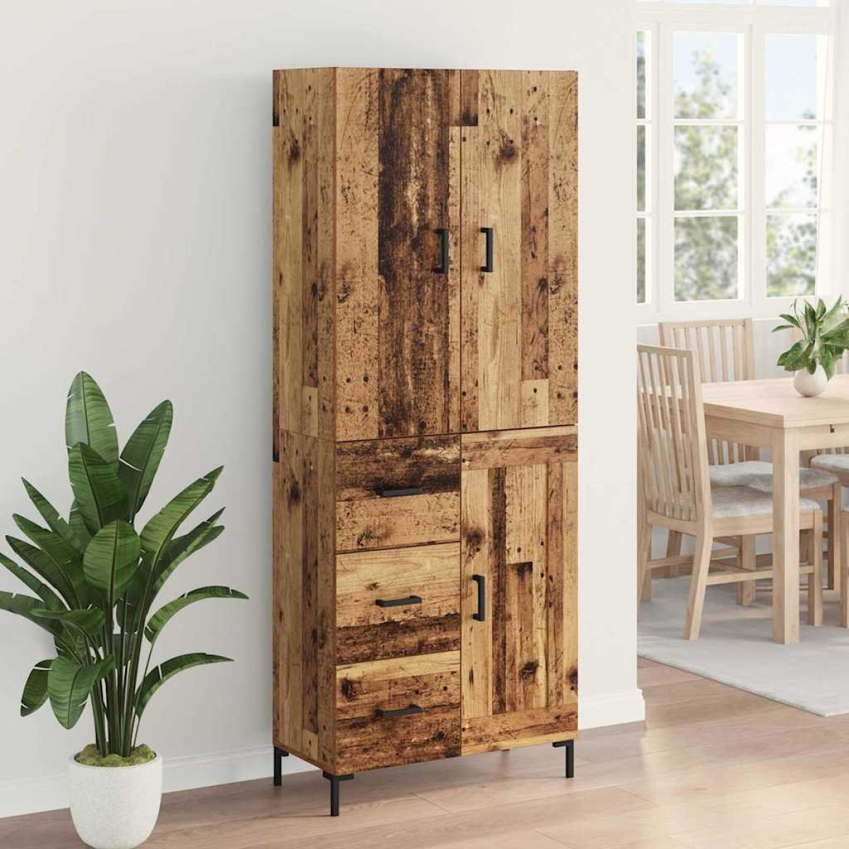 vidaXL Highboard Παλιό Ξύλο 69,5 x 34 x 180 εκ. Επεξεργασμένο Ξύλο