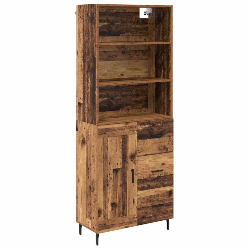 vidaXL Highboard 2 τμχ. Παλιό Ξύλο 69,5 x 32,5 x 180 εκ