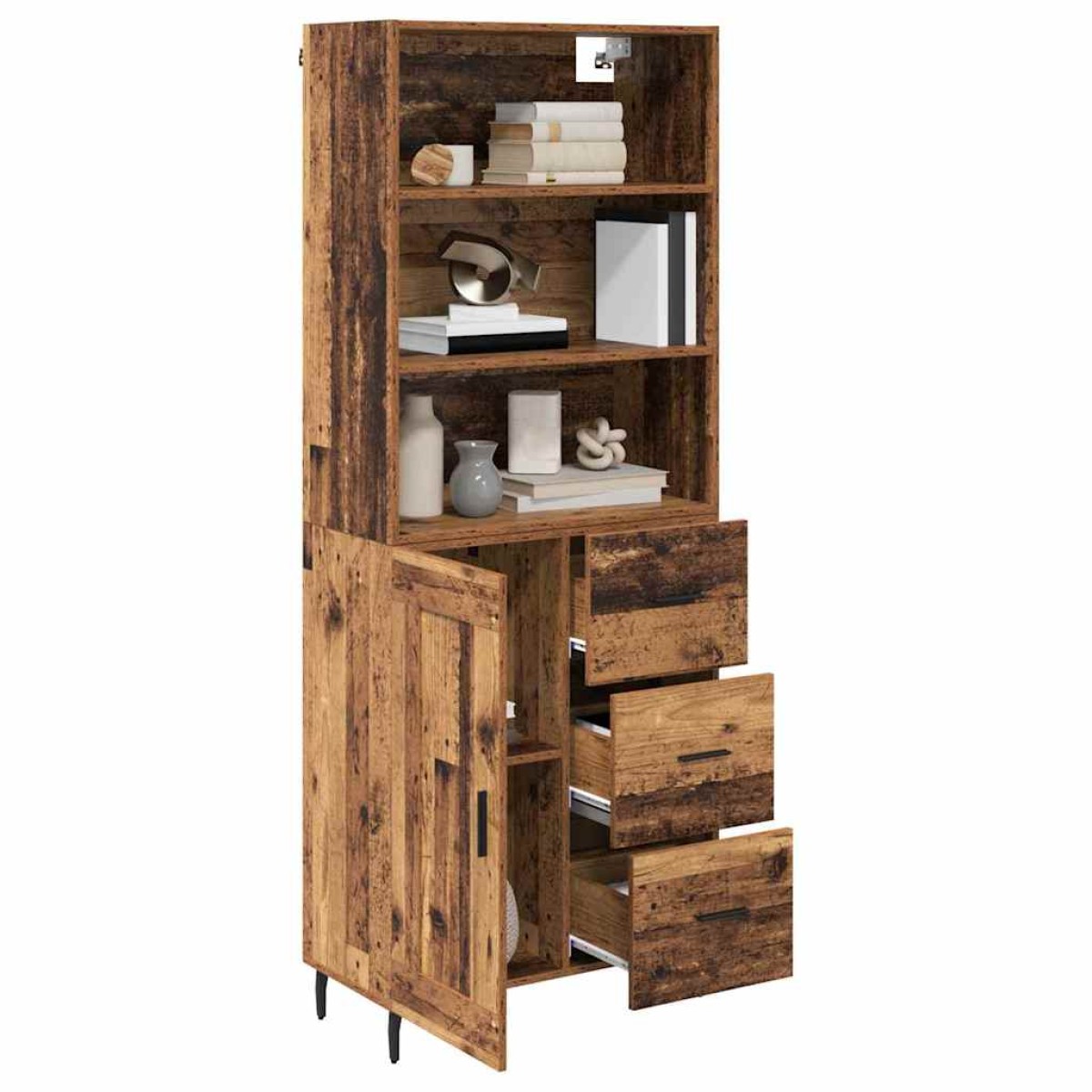 vidaXL Highboard 2 τμχ. Παλιό Ξύλο 69,5 x 32,5 x 180 εκ