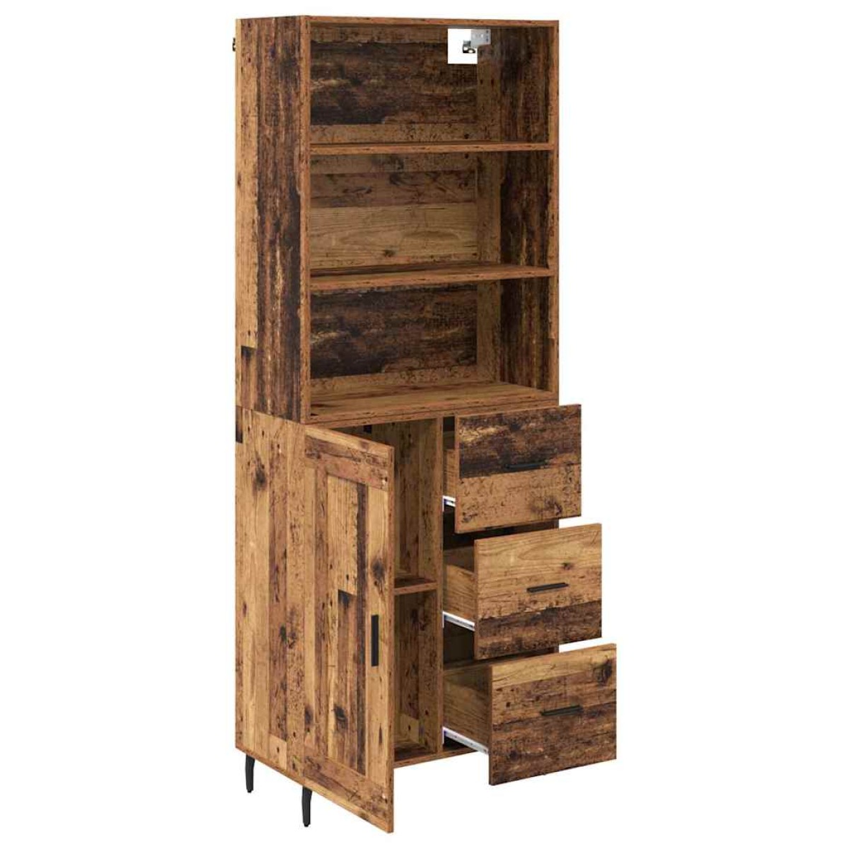 vidaXL Highboard 2 τμχ. Παλιό Ξύλο 69,5 x 32,5 x 180 εκ