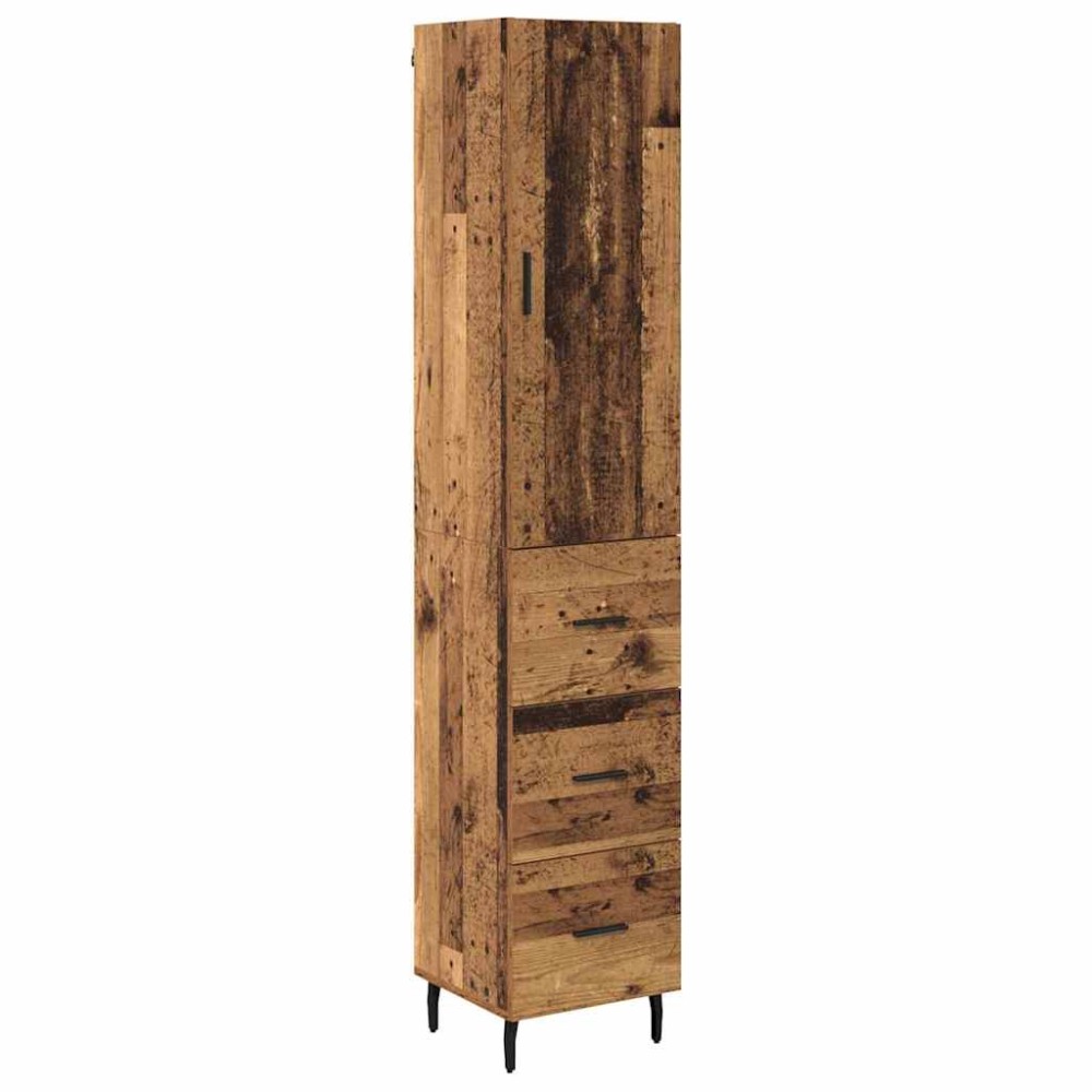 vidaXL Highboard Παλιό Ξύλο 34,5 x 34 x 180 εκ. Επεξεργασμένο Ξύλο