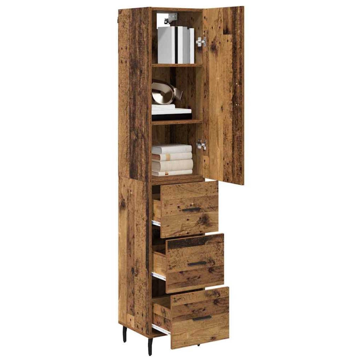 vidaXL Highboard Παλιό Ξύλο 34,5 x 34 x 180 εκ. Επεξεργασμένο Ξύλο