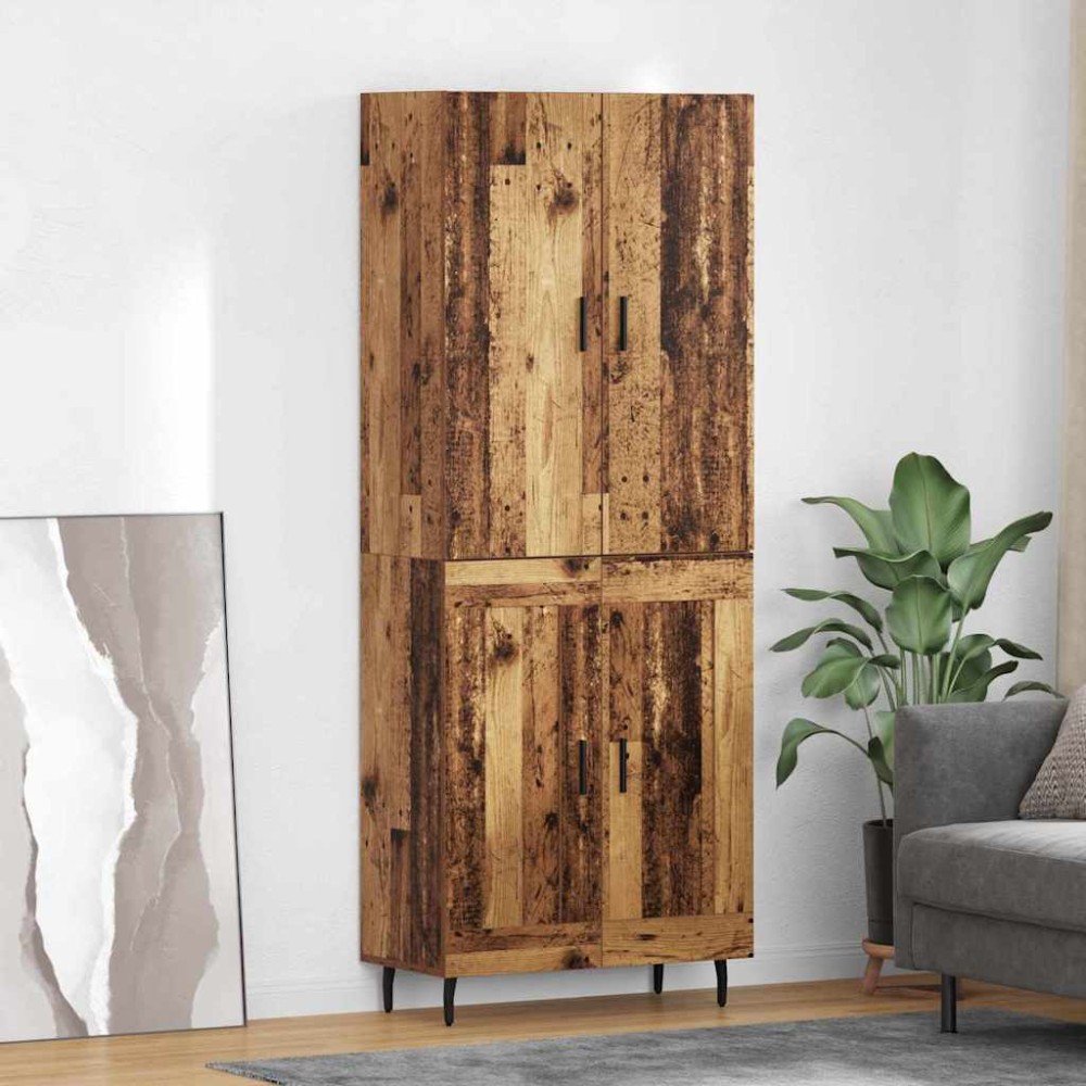 vidaXL Highboard 2 τμχ. Παλιό Ξύλο 69,5 x 34 x 180 εκ.