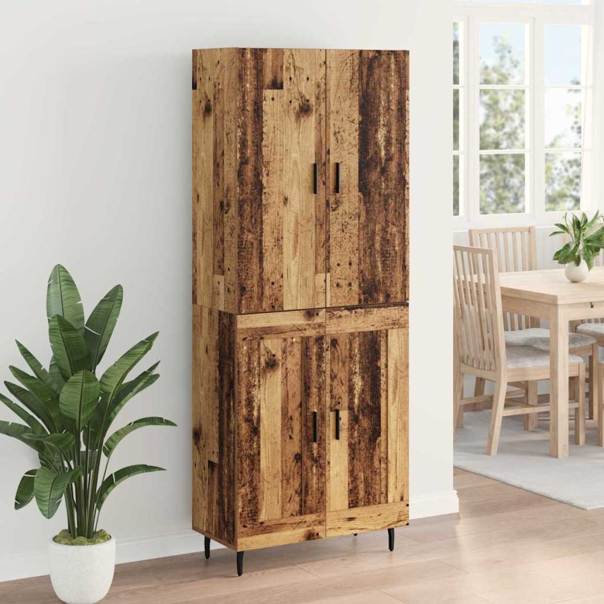 vidaXL Highboard 2 τμχ. Παλιό Ξύλο 69,5 x 34 x 180 εκ.