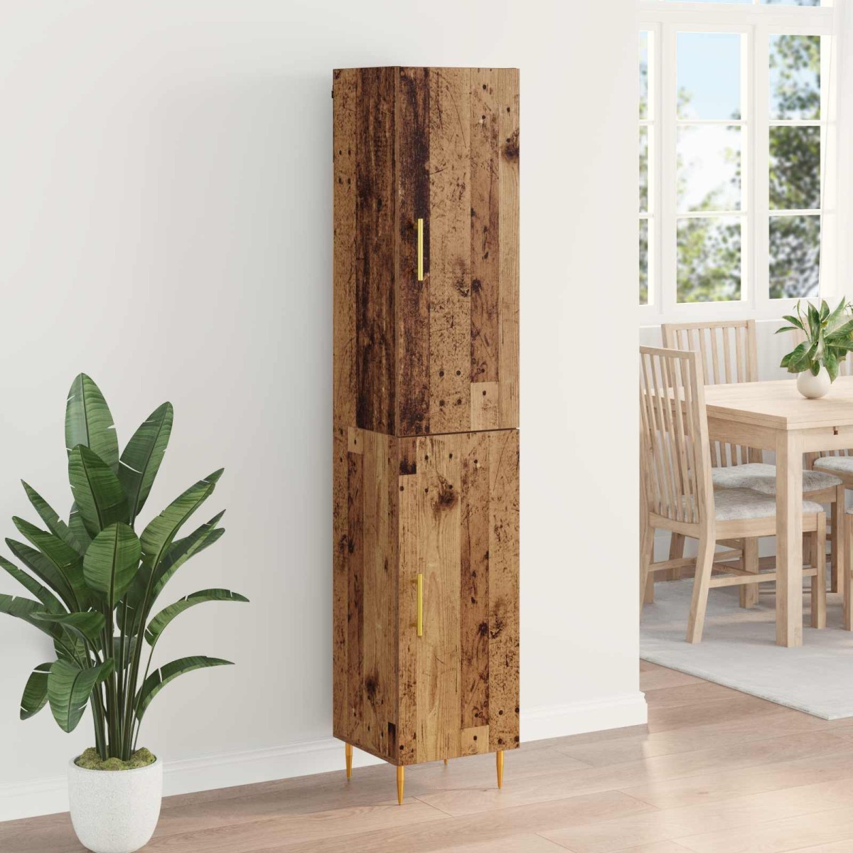 vidaXL Highboard 2 τμχ. Παλιό Ξύλο 34,5 x 34 x 180 εκ.