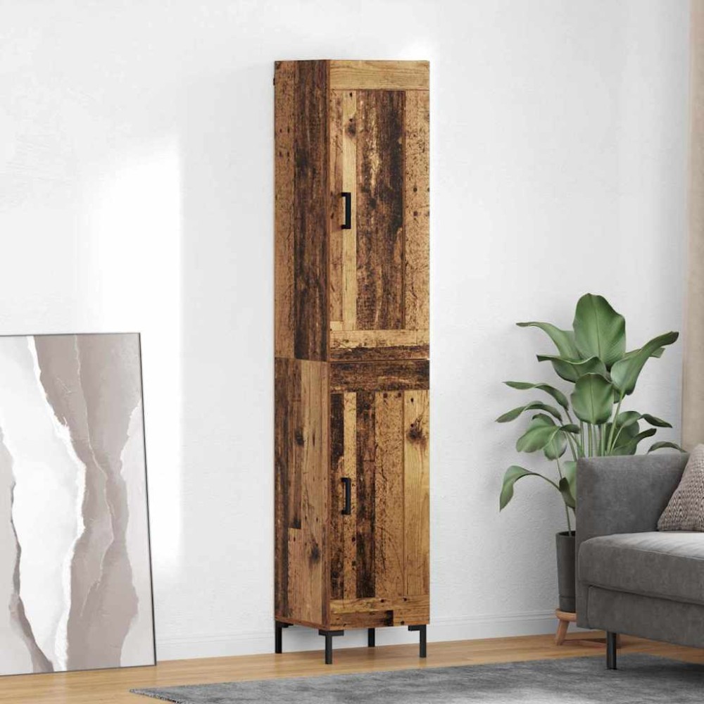vidaXL Highboard Παλιό Ξύλο 34,5 x 34 x 180 εκ. Επεξεργασμένο Ξύλο