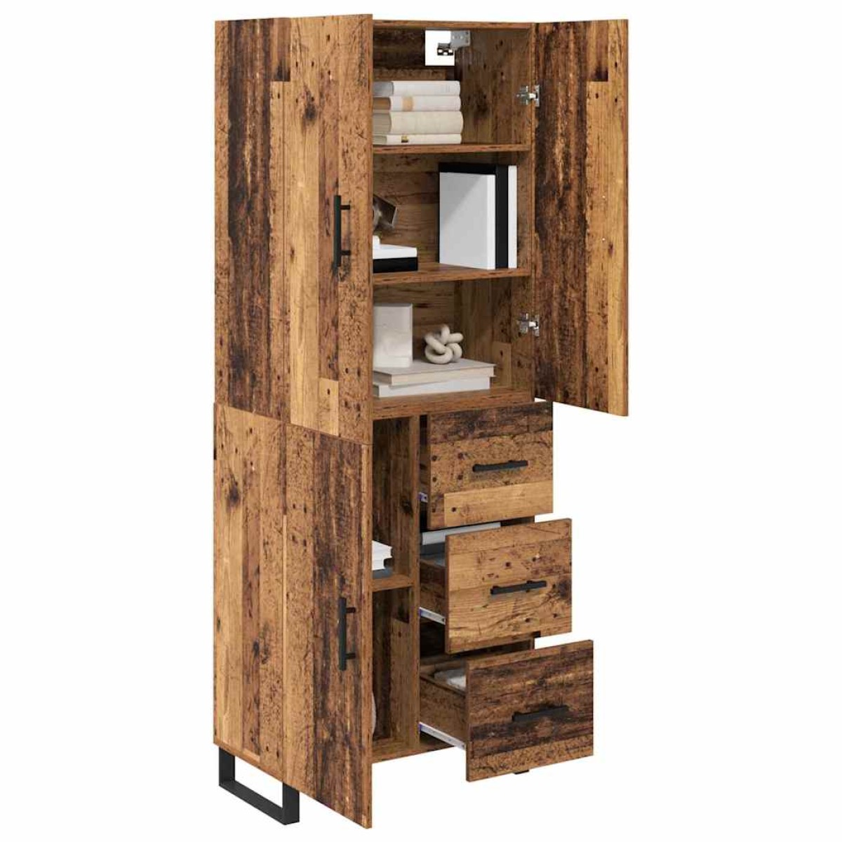 vidaXL Highboard 2 τμχ. Παλιό Ξύλο 69,5 x 34 x 180 εκ.