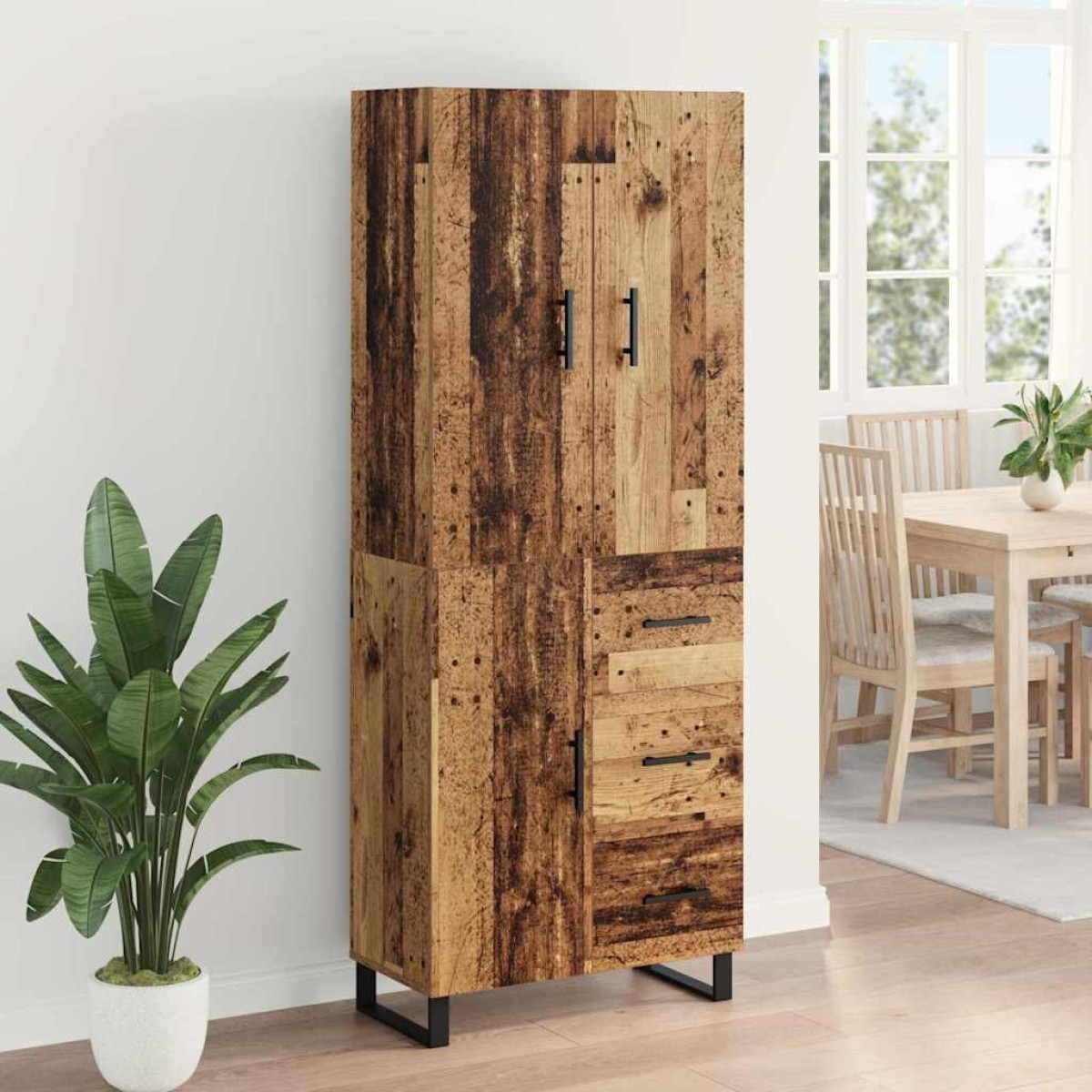 vidaXL Highboard 2 τμχ. Παλιό Ξύλο 69,5 x 34 x 180 εκ.