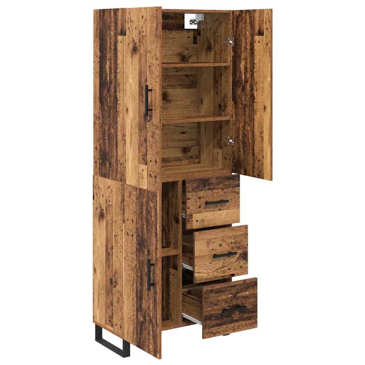 vidaXL Highboard 2 τμχ. Παλιό Ξύλο 69,5 x 34 x 180 εκ.