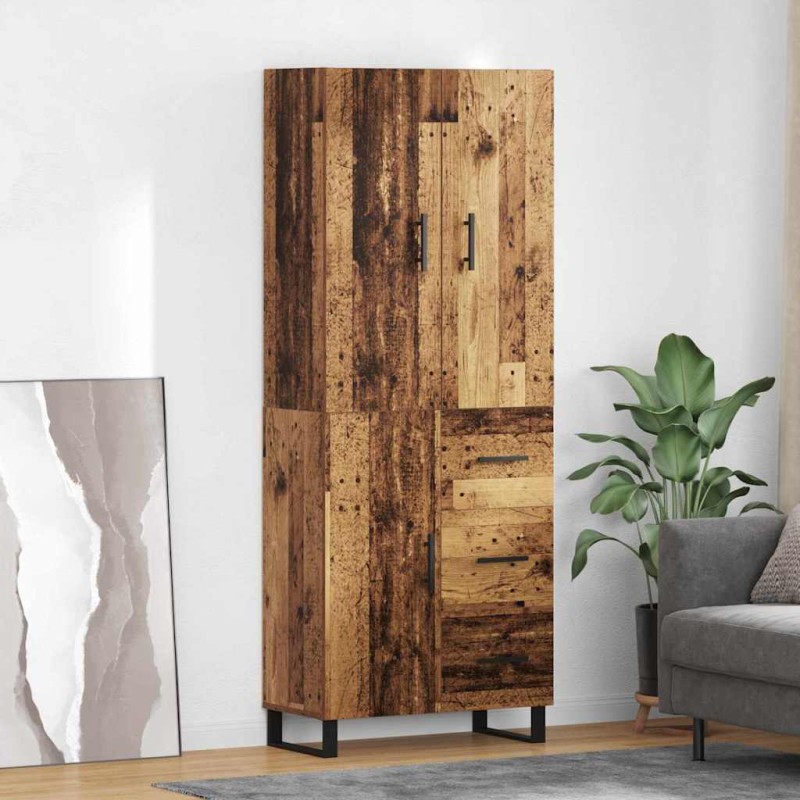 vidaXL Highboard 2 τμχ. Παλιό Ξύλο 69,5 x 34 x 180 εκ.