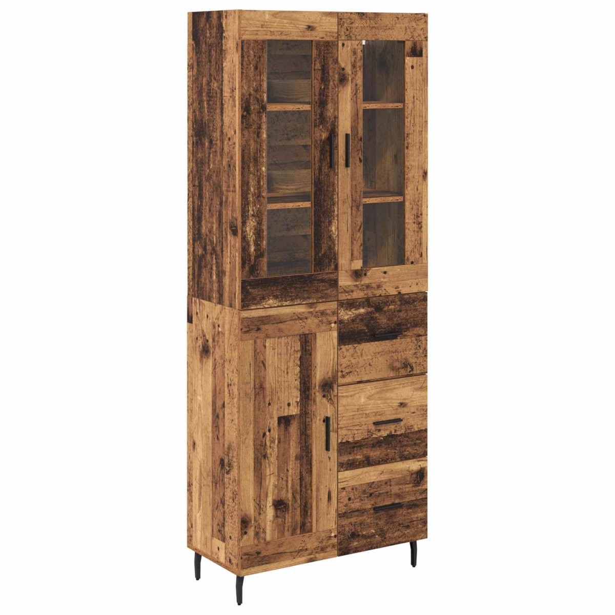 vidaXL Highboard 2 τμχ. Παλιό Ξύλο 69,5 x 34 x 180 εκ.