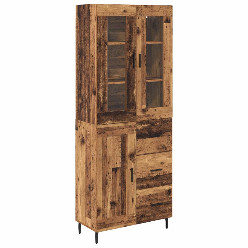vidaXL Highboard 2 τμχ. Παλιό Ξύλο 69,5 x 34 x 180 εκ.
