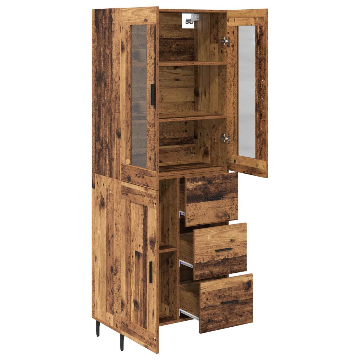 vidaXL Highboard 2 τμχ. Παλιό Ξύλο 69,5 x 34 x 180 εκ.
