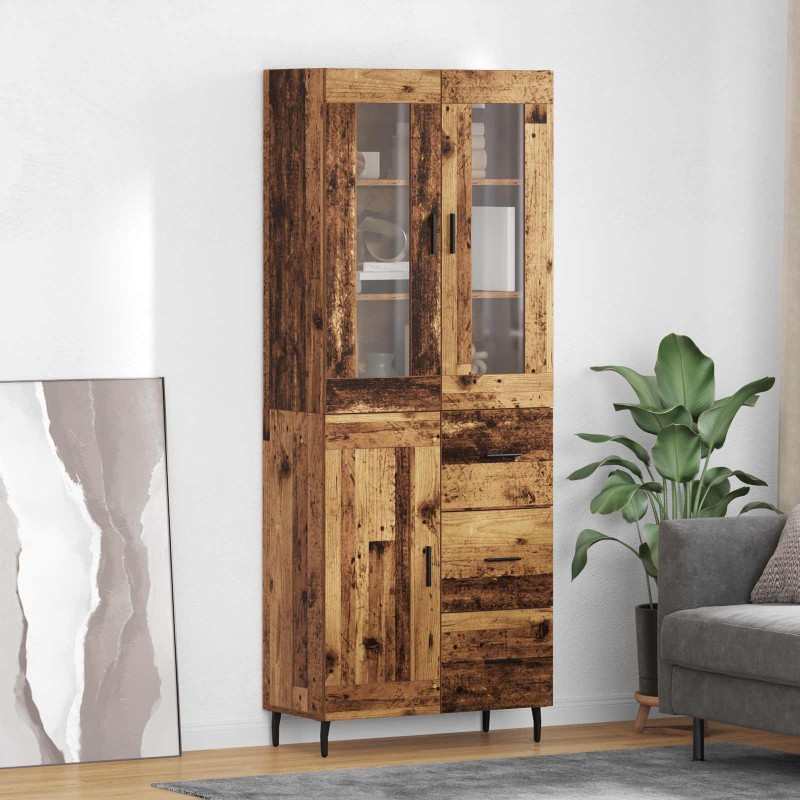vidaXL Highboard 2 τμχ. Παλιό Ξύλο 69,5 x 34 x 180 εκ.