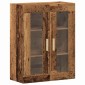 vidaXL Highboard Παλιό Ξύλο 69,5 x 34 x 180 εκ. Σύνθετο Ξύλο και Γυαλί
