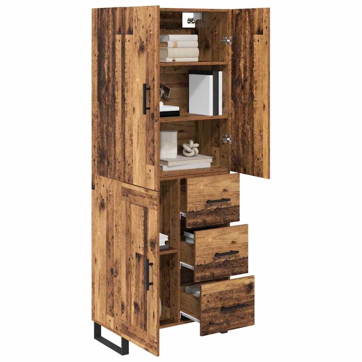 vidaXL Highboard 2 τμχ. Παλιό Ξύλο 69,5 x 34 x 180 εκ.