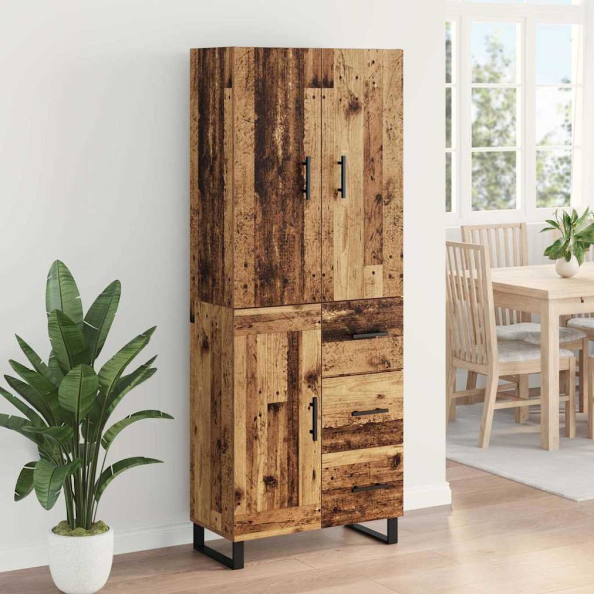 vidaXL Highboard 2 τμχ. Παλιό Ξύλο 69,5 x 34 x 180 εκ.