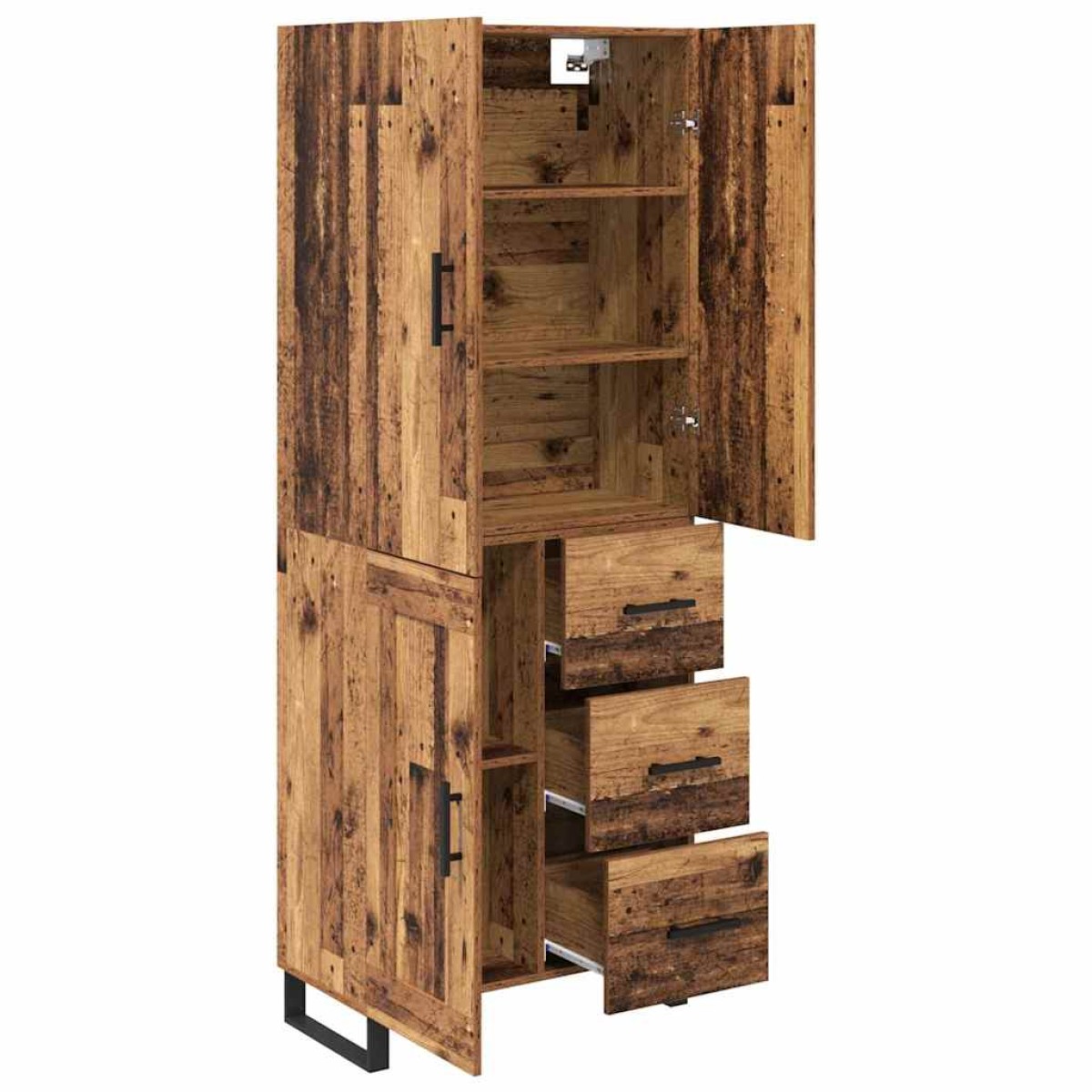 vidaXL Highboard 2 τμχ. Παλιό Ξύλο 69,5 x 34 x 180 εκ.