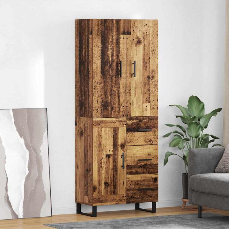 vidaXL Highboard 2 τμχ. Παλιό Ξύλο 69,5 x 34 x 180 εκ.