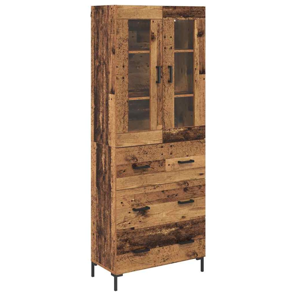vidaXL Highboard 2 τμχ. Παλιό ξύλο 69,5 x 34 x 180 εκ.