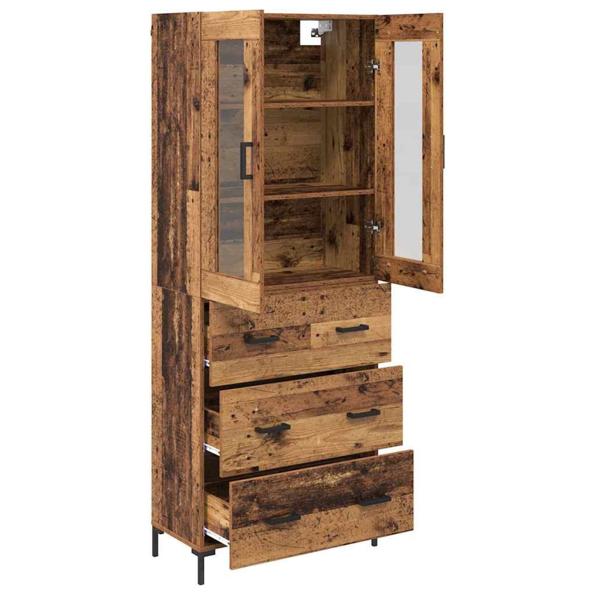vidaXL Highboard 2 τμχ. Παλιό ξύλο 69,5 x 34 x 180 εκ.