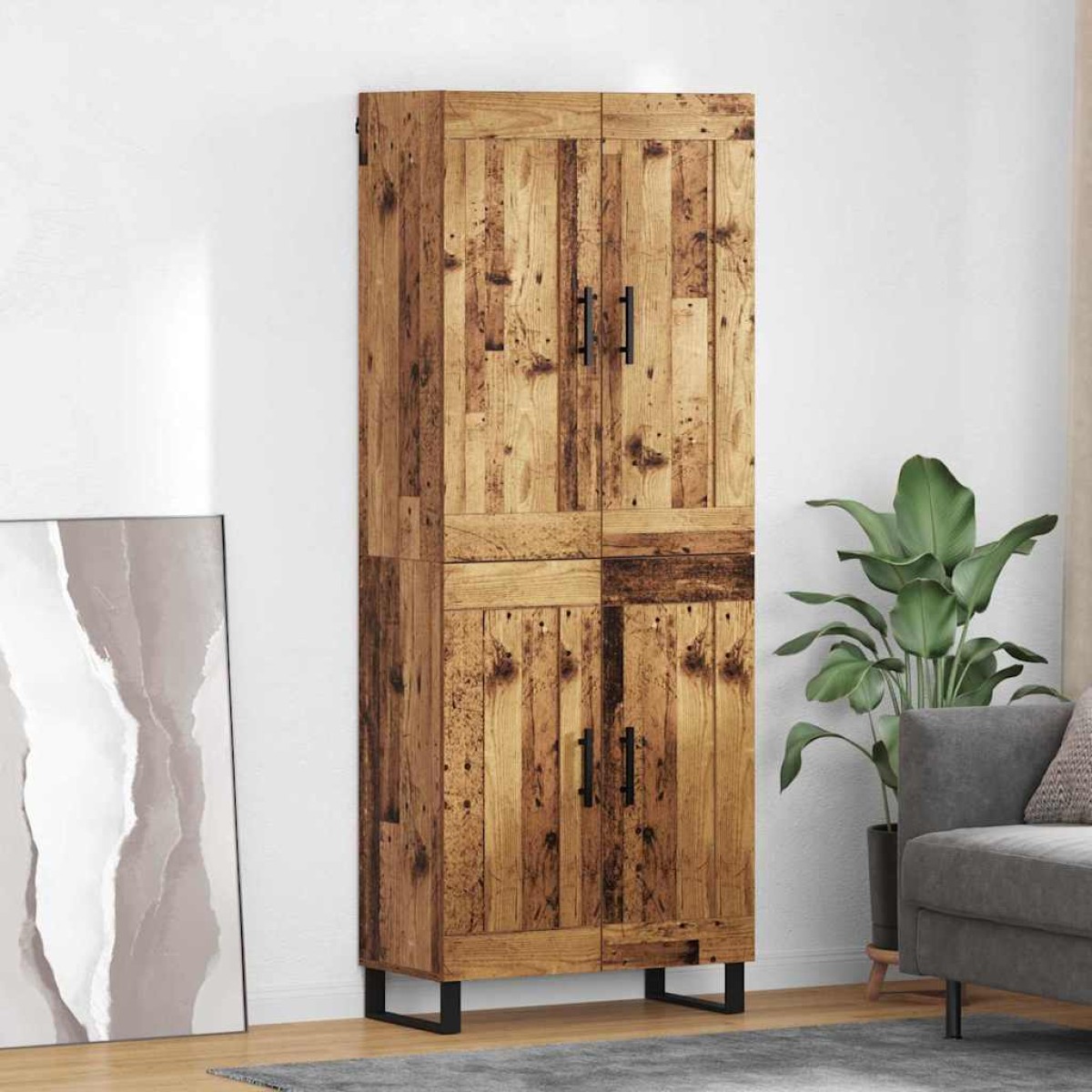 vidaXL Highboard 2 τμχ. Παλιό ξύλο 69,5 x 34 x 180 εκ.