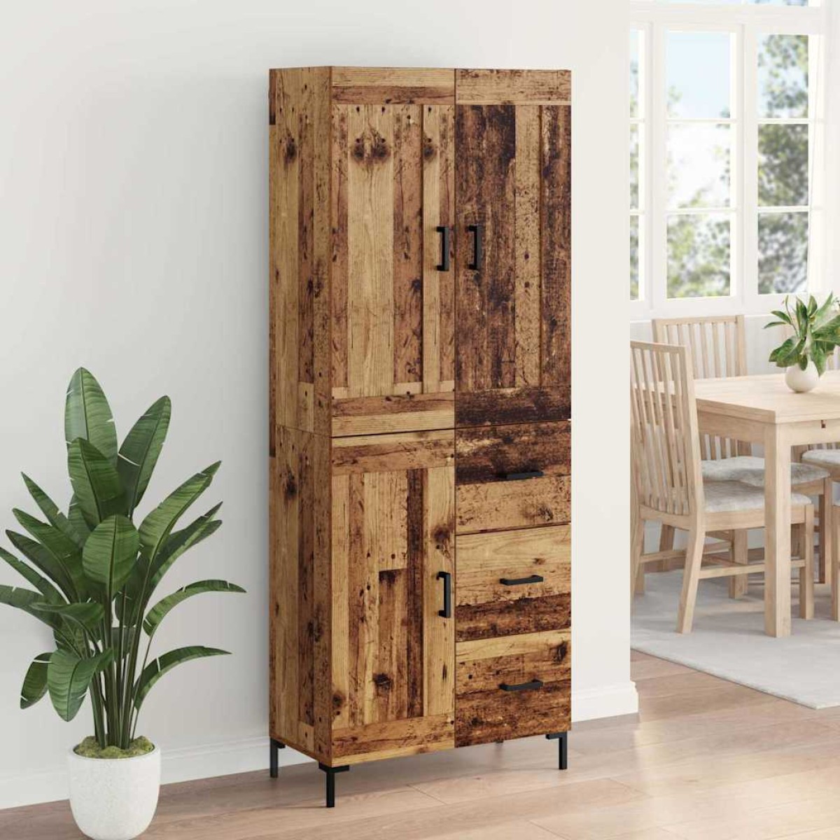 vidaXL Highboard 2 τμχ. Παλιό Ξύλο 69,5 x 34 x 180 εκ.
