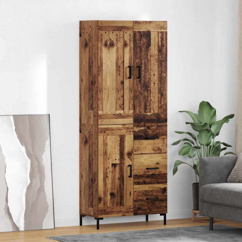 vidaXL Highboard 2 τμχ. Παλιό Ξύλο 69,5 x 34 x 180 εκ.