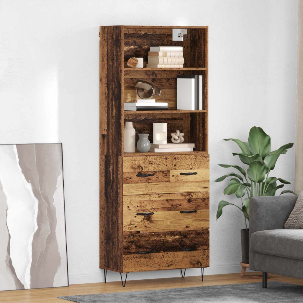 vidaXL Highboard 2 τμχ. Παλιό ξύλο 69,5 x 34 x 180 εκ.