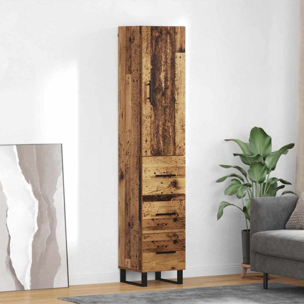 vidaXL Highboard Παλιό Ξύλο 34,5 x 34 x 180 εκ. Επεξεργασμένο Ξύλο