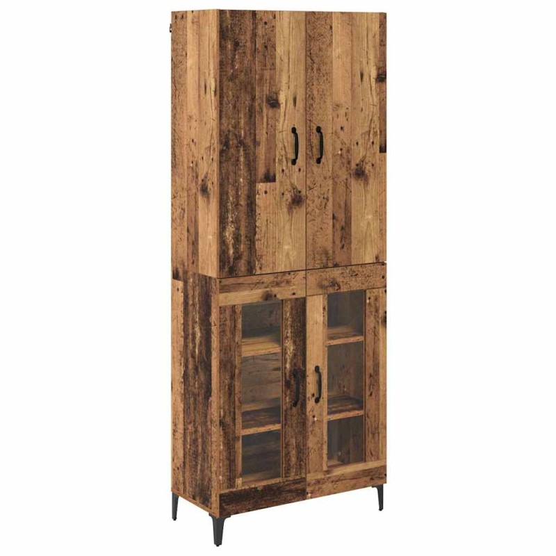 vidaXL Highboard Παλιό Ξύλο 69,5 x 34 x 180 εκ. Επεξεργασμένο Ξύλο