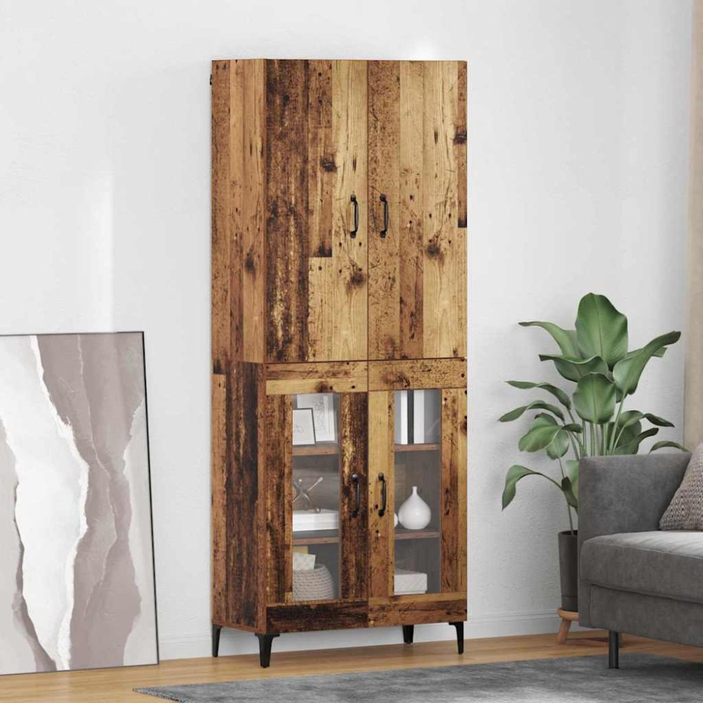 vidaXL Highboard Παλιό Ξύλο 69,5 x 34 x 180 εκ. Επεξεργασμένο Ξύλο