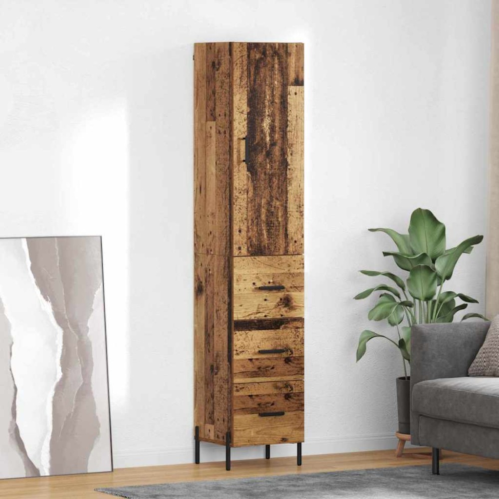 vidaXL Highboard Παλιό Ξύλο 34,5 x 34 x 180 εκ. Επεξεργασμένο Ξύλο