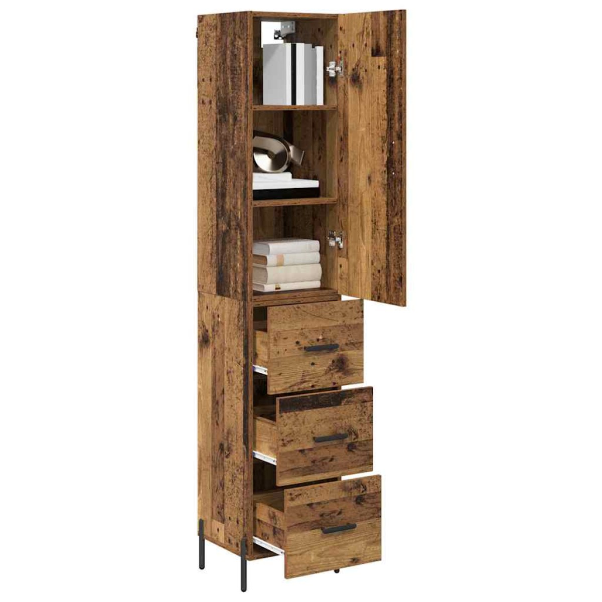 vidaXL Highboard Παλιό Ξύλο 34,5 x 34 x 180 εκ. Επεξεργασμένο Ξύλο