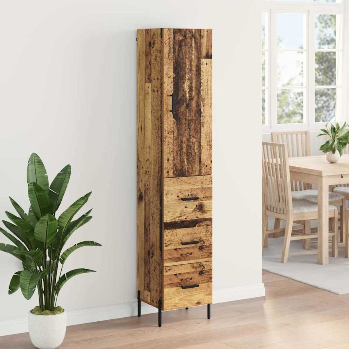 vidaXL Highboard Παλιό Ξύλο 34,5 x 34 x 180 εκ. Επεξεργασμένο Ξύλο
