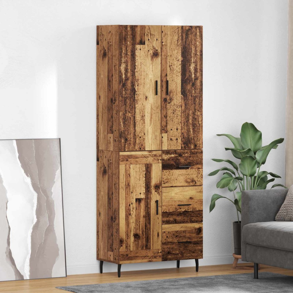 vidaXL Highboard 2 τμχ. Παλιό Ξύλο 69,5 x 34 x 180 εκ.