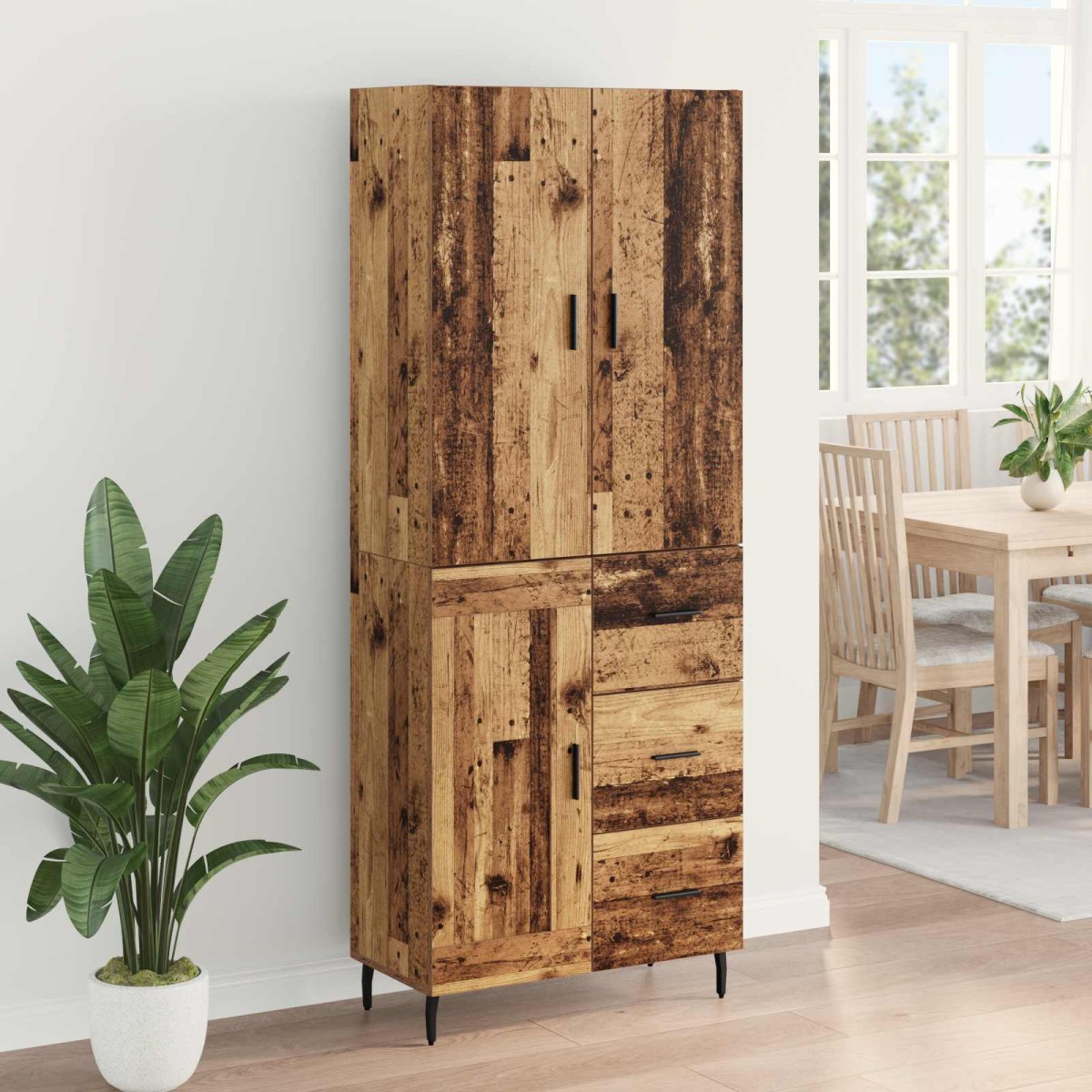 vidaXL Highboard 2 τμχ. Παλιό Ξύλο 69,5 x 34 x 180 εκ.