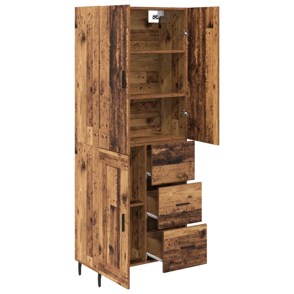 vidaXL Highboard 2 τμχ. Παλιό Ξύλο 69,5 x 34 x 180 εκ.