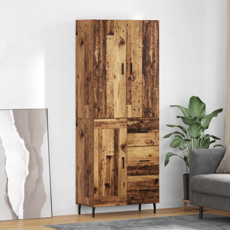 vidaXL Highboard 2 τμχ. Παλιό Ξύλο 69,5 x 34 x 180 εκ.