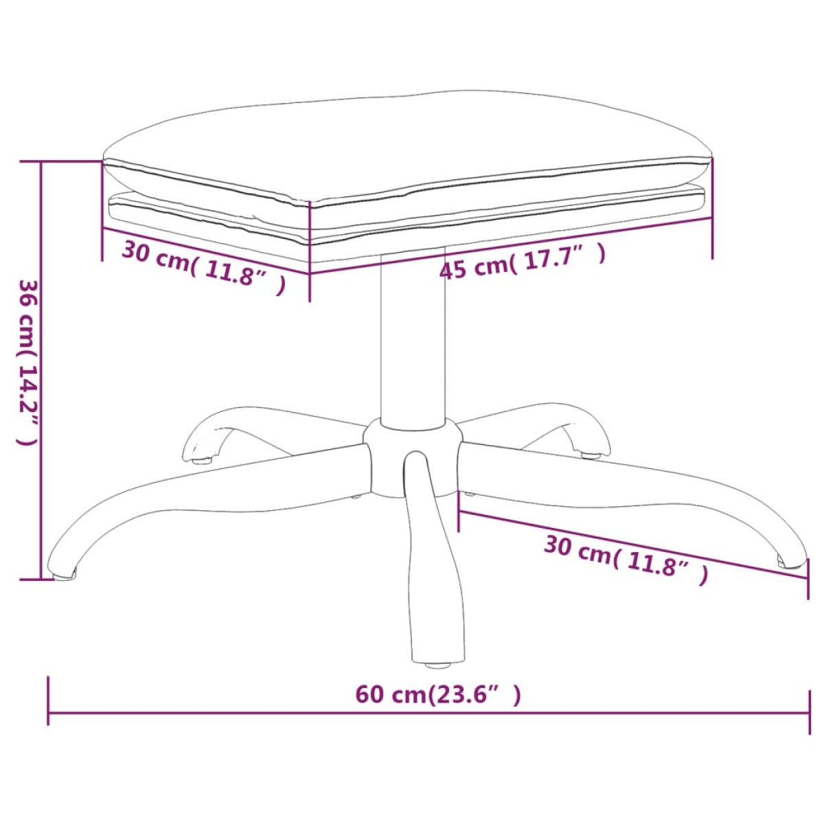 vidaXL Υποπόδιο Μπλε 60x60x36 εκ. Υφασμάτινο